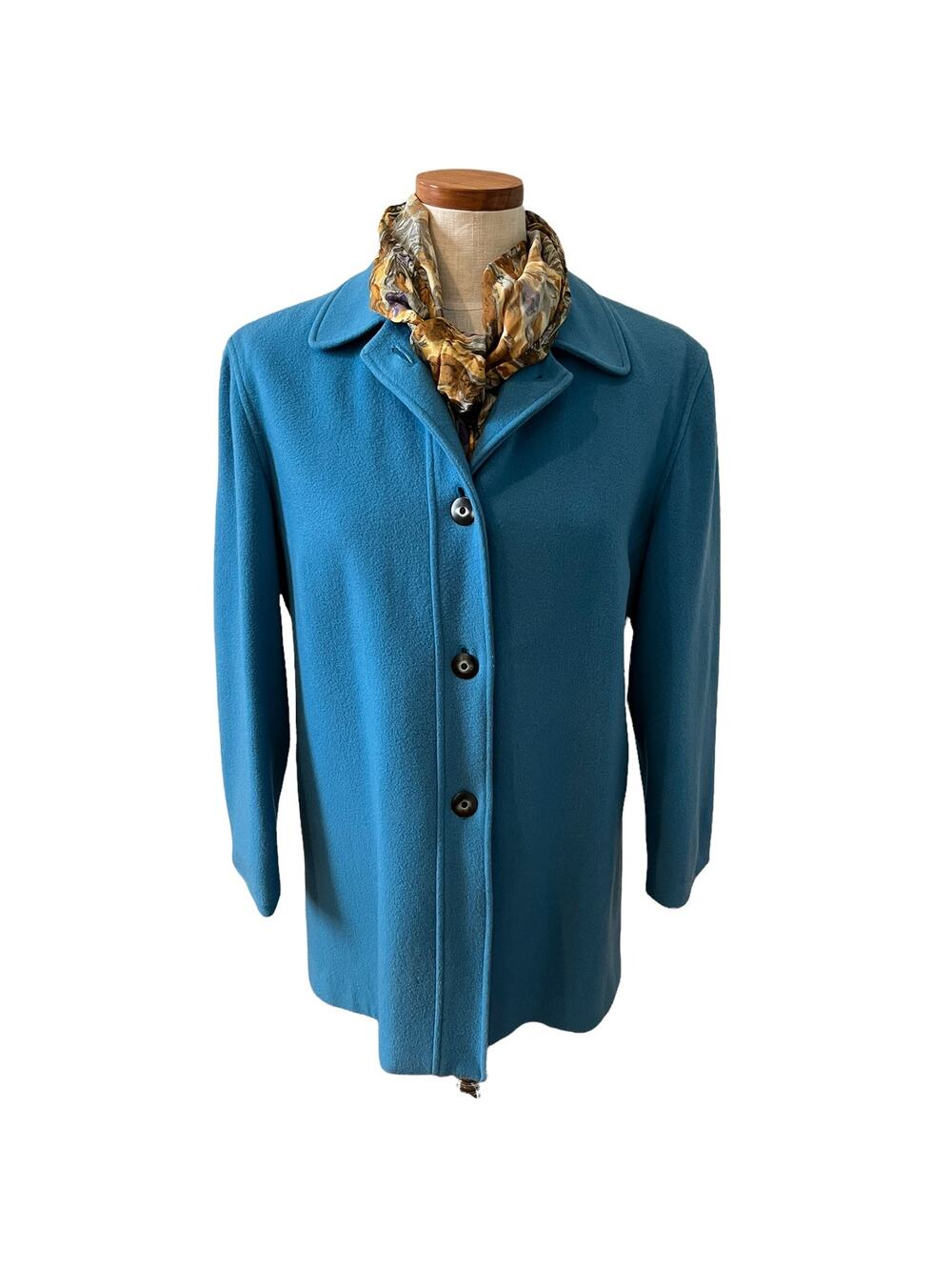 Ann Freedberg wool and cashmere car coat blue M